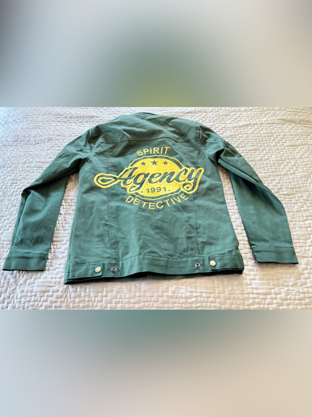 NamiWear Spirit Detective Agency Green Denim Embroidered Jacket Size Small - Picture 2 of 6